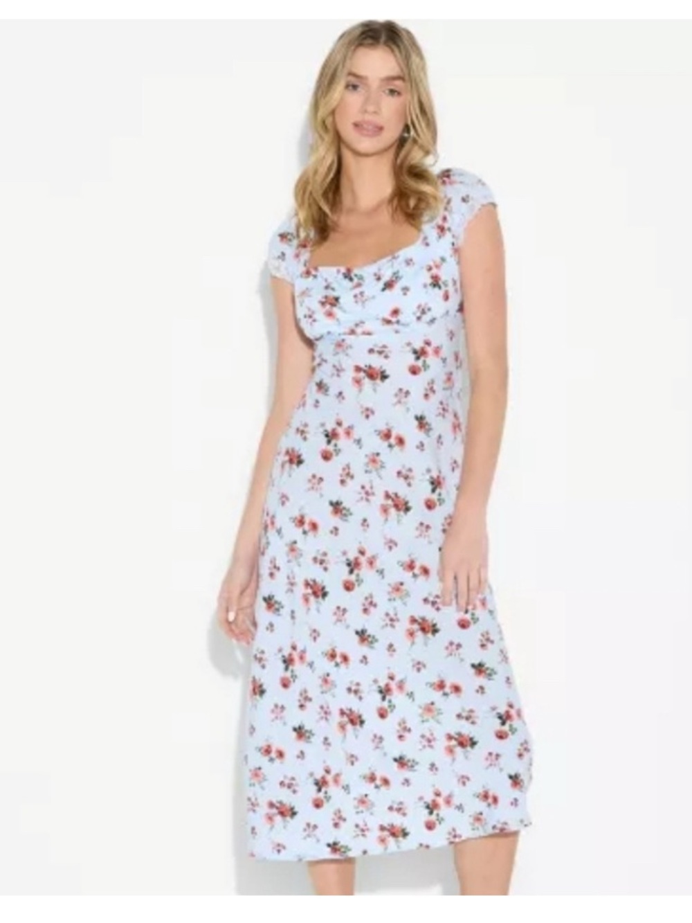 wild fable Light Blue Floral Midi Dress